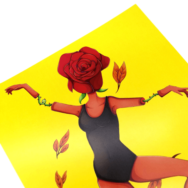 Illustration ballerine fleurie A4