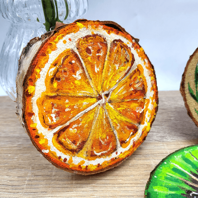 Peintures fruits sur bois
