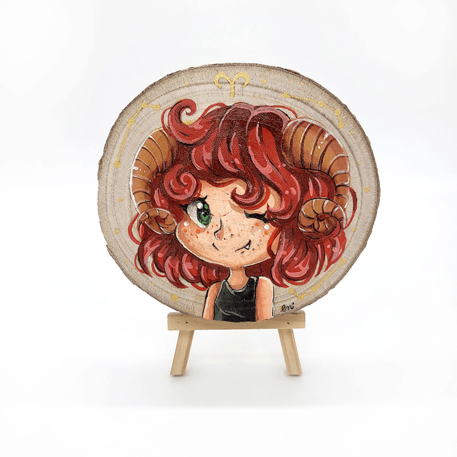 Peinture sur bois astrologie signe bélier