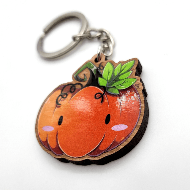 Porte-clés citrouille en bois