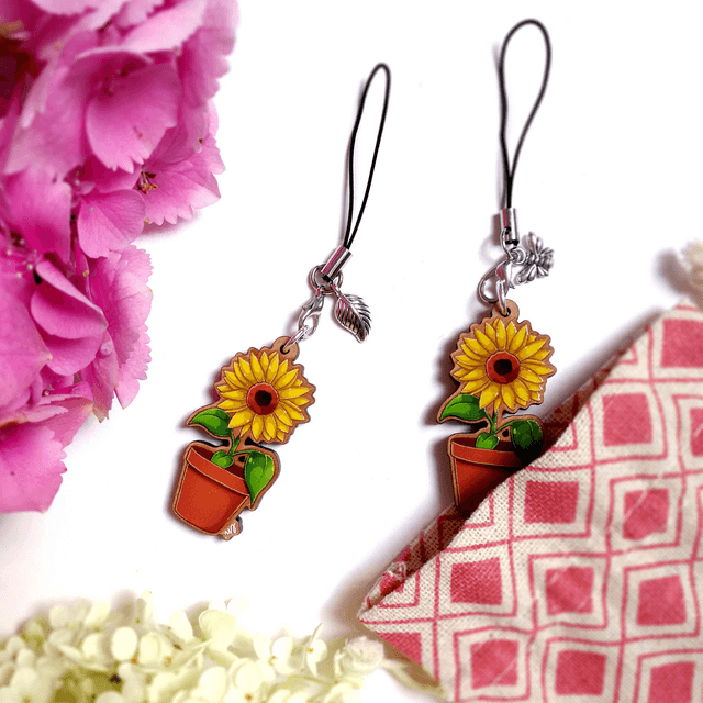 Charms en bois Tournesol