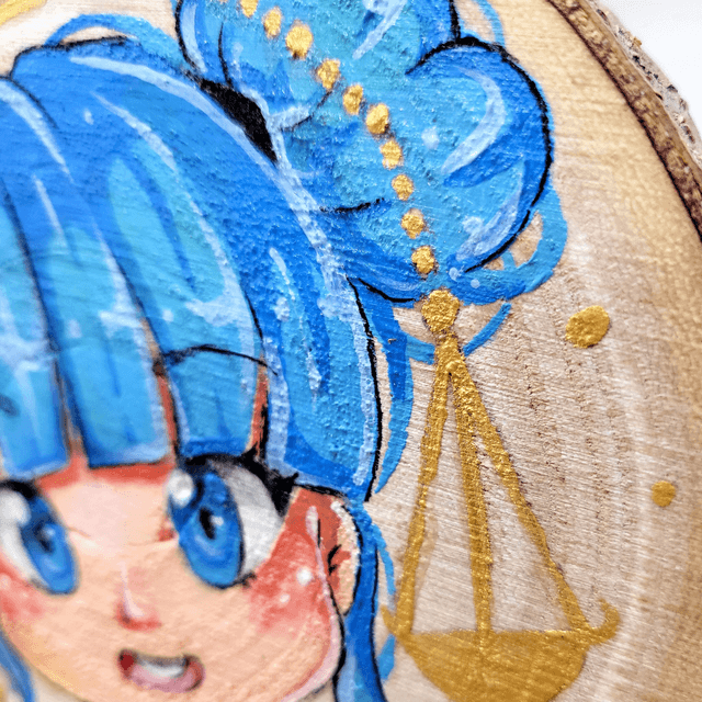 Peinture sur bois astrologie signe balance