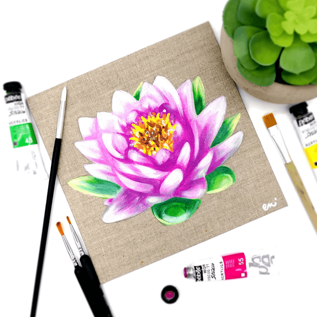 Peinture toile en lin fleur de lotus